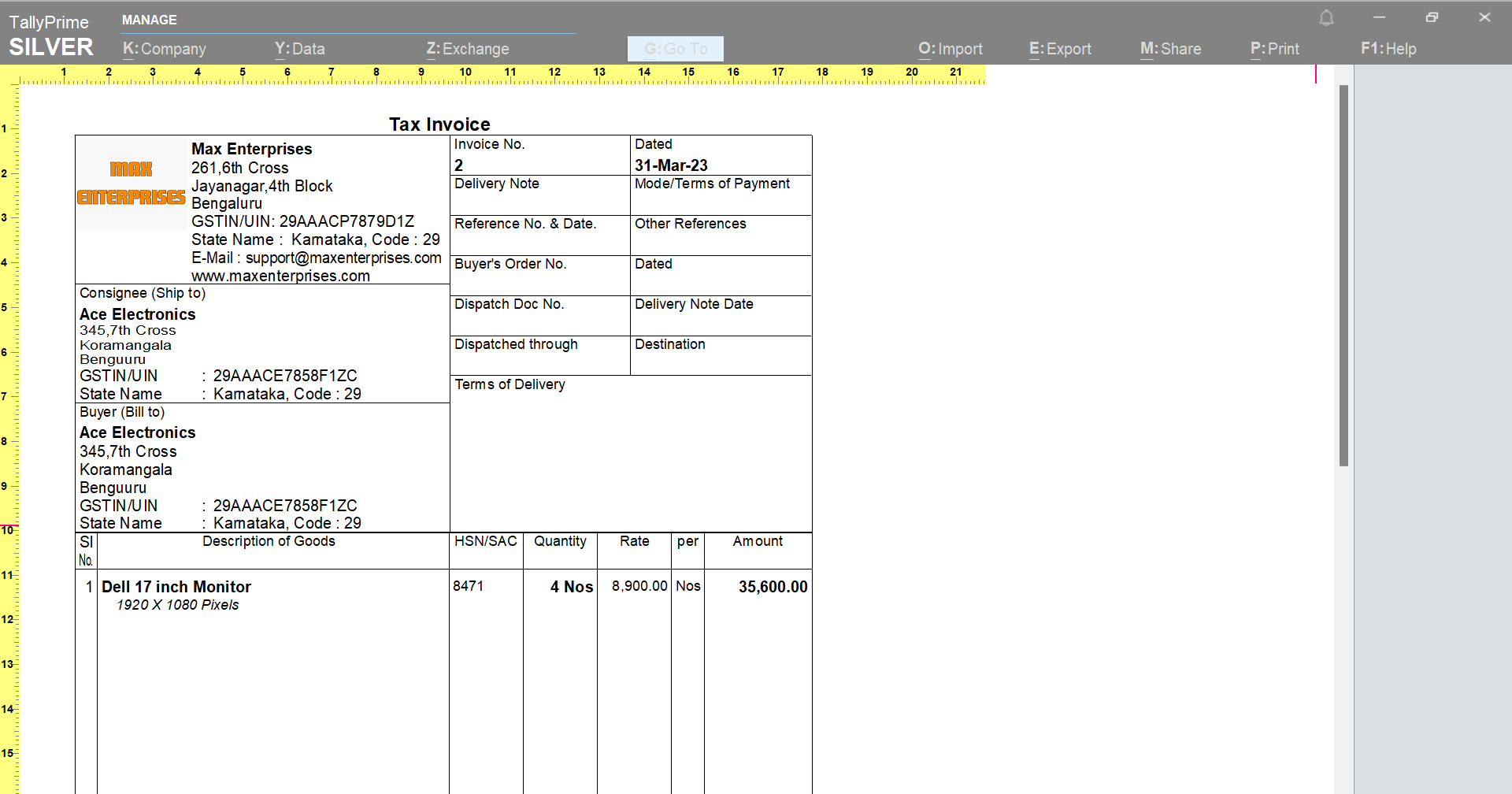 TallyPrime 3-Month Plan